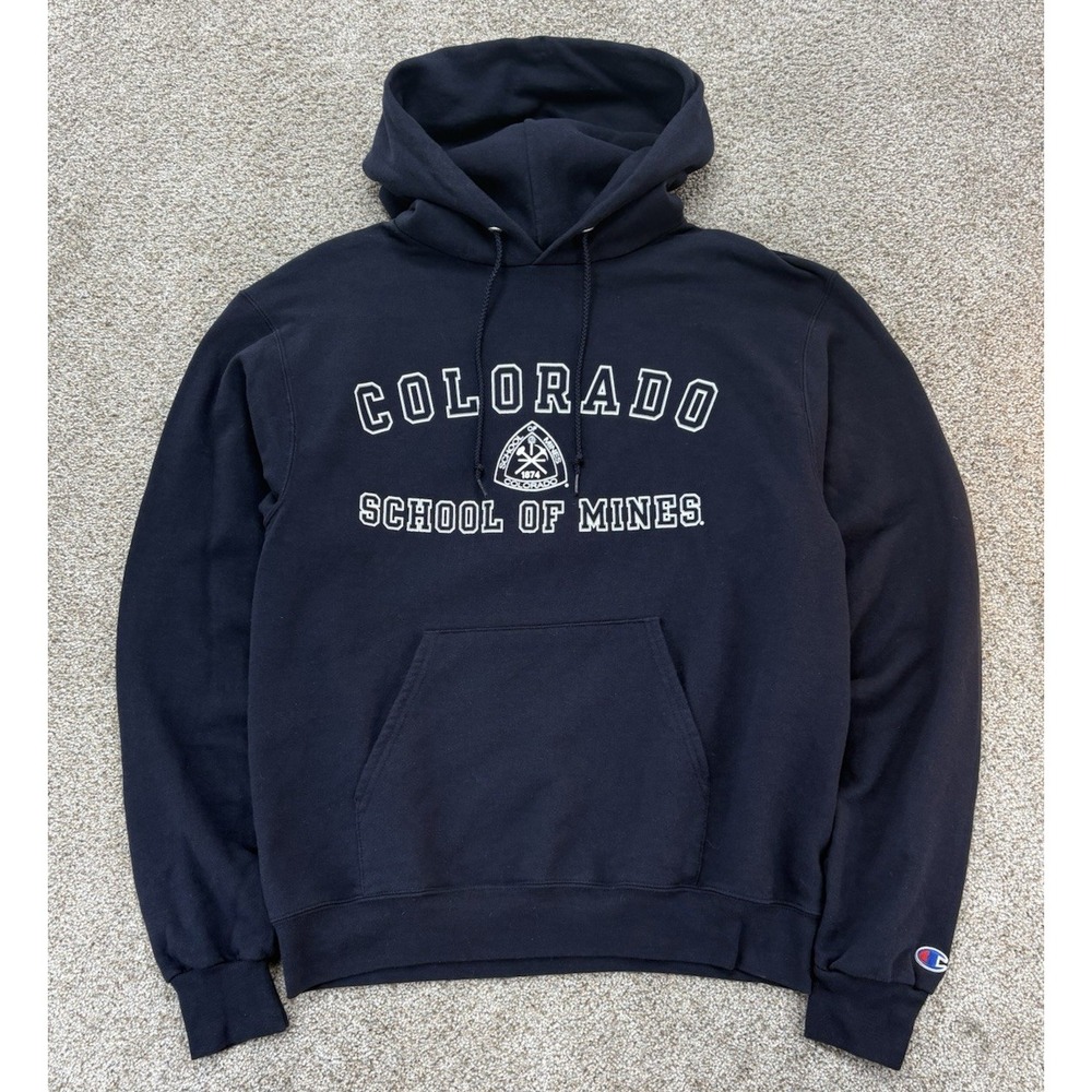 Champion Colorado School Of Mines University Hoodie Mens M Navy Blue Fleece NWOT
